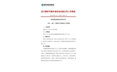 青海濮耐高新材料有限公司一期、二期、三期項目節(jié)能驗收工作簡報